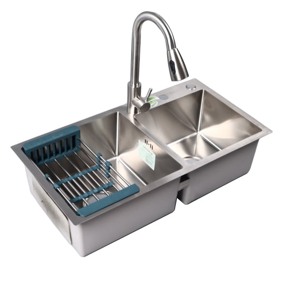 Ensemble d'Évier de Cuisine, Panier Égouttoir à Double Bol à Déposer dans l'Évier de Cuisine pour Usage Domestique