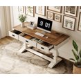 thumbnail image 3 of WAMPAT 59-inch Executive Desk with Charging Station, 3 Drawers, Farmhouse Office Desk for Home Study, Durable Wood Computer Table, White, 3 of 10