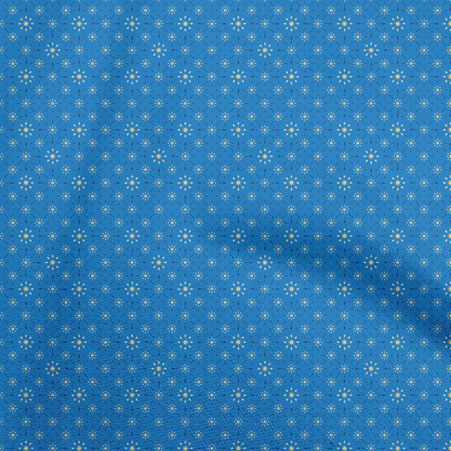 oneOone Viscose Chiffon Medium Blue Fabric Asian Block Floral Sewing Craft Projects Fabric Prints By Yard 42 Inch Wide