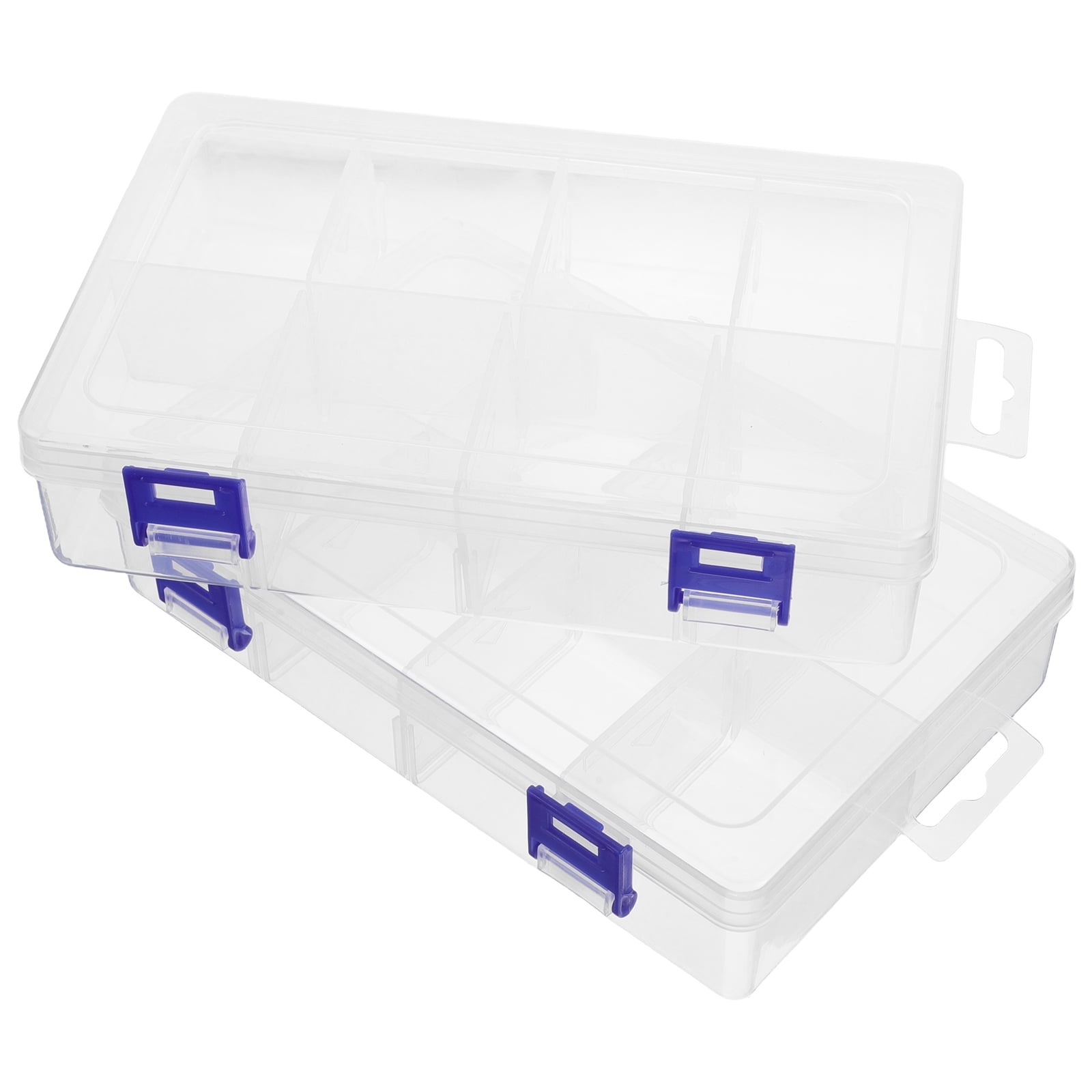 2 Pcs Reusable Tool Box with 8 Grids Wear-Resistant Storage Case for Small Parts Household Tool Organizer Clear Plastic Storage Box