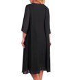 thumbnail image 5 of B91xZ Robe Femme Col en V Manches Courtes Bouffantes Taille Élastique Volants Superposés Robe Mini, Noir TTG, 5 of 5