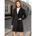 thumbnail image 2 of INSPIRE CHIC Women's Notched Lapel Single Breasted Long Sleeves Winter Overcoat Blacks XXX-Large, 2 of 7