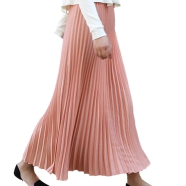 XZNGL Jupe Midi Plissée Femme Solide Plissée Élégante Jupe Maxi Élastique Taille Jupe Maxi Plissée Jupe Midi Plissée