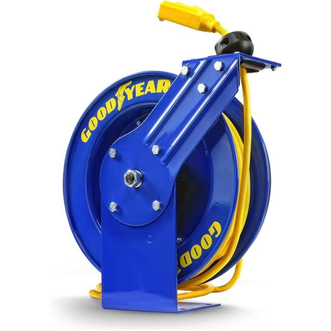 GOODYEAR GUR073 14 Gauge 100' 3 Outlets Industrial Retractable Extension Cord