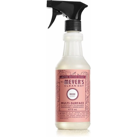 Mrs. Meyer's Clean Day Multi-Surface Cleaner Spray, All-Purpose Cleaner Solution for Countertops, Floors, Walls and More, Limited Edition Rose Scent, 473 mL Spray Bottle