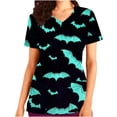 thumbnail image 1 of RKSTN Women's Short Sleeve V-Neck Scrub Tops, Halloween Print, 1, 1 of 5