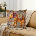 thumbnail image 1 of Aodebiao 1 Packs 3D Embossed Elephant Linen Pillow Cover Bohemian Style Decorative Cushion Case for Sofa Living Room Bedroom Throw Pillow Insert Not Included, 1 of 6