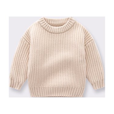 EQWLJWE Baby Knit Sweater Boy Girl Sweater Infant Toddler Knitted Pullover Top Warm Solid Long Sleeve Clothes Thick Sweaters for Toddler Boys 6 Months-5 Years