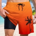 thumbnail image 4 of YUEVE Beach Shorts for Men 2 in 1 Compression Liner 7 Inch Inseam, Mens Swim Trunks Gradient Hawaiian Print Quick Dry Bathing Suit with Pockets Orange S, 4 of 4