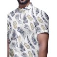 thumbnail image 4 of BESTMAN Chemise en Coton pour Hommes à Manches Courtes Imprimée Col Mandarin Chemise Décontractée, 4 of 5