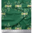thumbnail image 1 of Soimoi Green Rayon Fabric Square & Leaves Printed Fabric 1 Yard 58 Inch Wide, 1 of 3