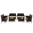 thumbnail image 1 of Patiojoy 8 Piece Patio Rattan Conversation Set Outdoor Wicker Furniture Set w/ Chair Loveseat & Tempered Glass Table Beige, 1 of 9