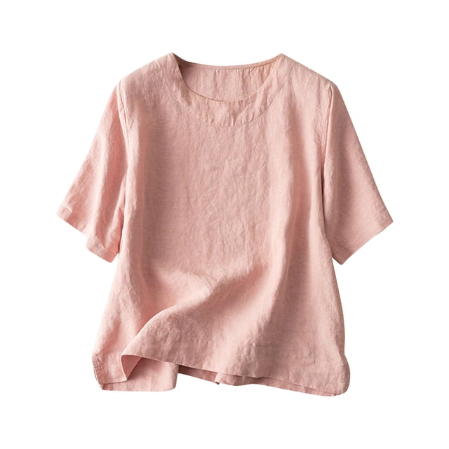 Yuyuzo Hauts pour Femmes T-Shirts à Manches Courtes Col Ras du Cou Décontractés Confortables Blouses Tuniques Amples