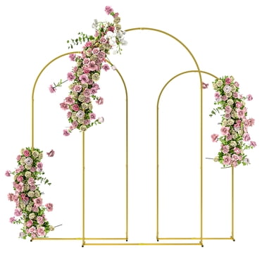 Outsunny 7/6.5/6 ft Gold Wedding Arch Set Backdrop Stand for Birthday Party