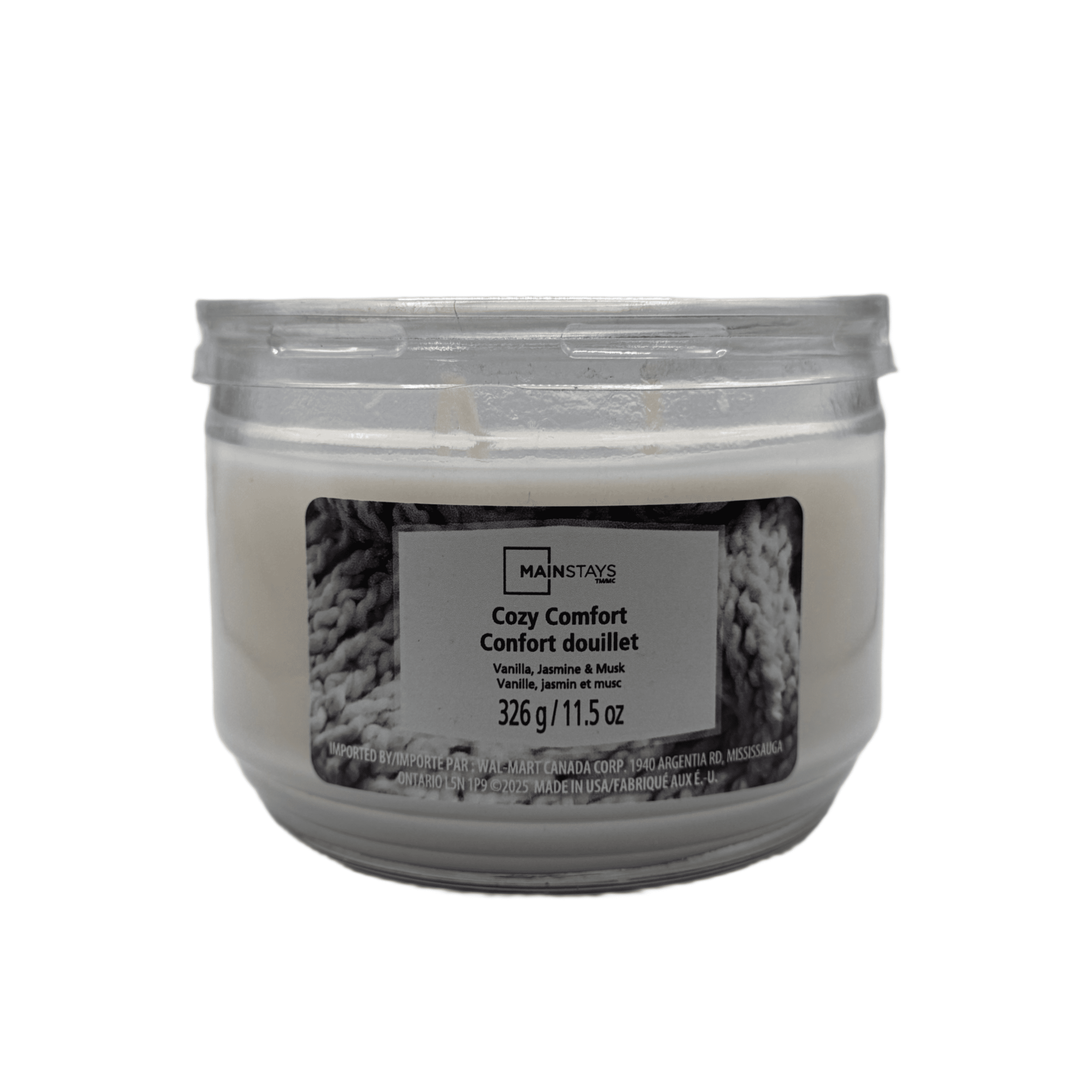 Mainstays Cozy Comfort Scented 3-Wick Glass Jar Candle, 11.5 oz