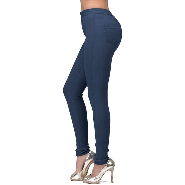 WTXUE Jeans Colorés Taille Haute Extensibles pour Femmes Bleu