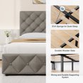 thumbnail image 4 of Queen Size Upholstered Platform Bed Frame with 4 Storage Drawers – Adjustable Diamond Tufted Linen Headboard – No Box Spring Needed – Modern Bedroom Furniture – Light Grey (YS188-4), QUEEN, 4 of 34