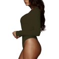 thumbnail image 3 of ORUYROP Women's Square Neck Long Sleeve T-shirt Basic Bodysuit Jumpsuits, 3 of 4