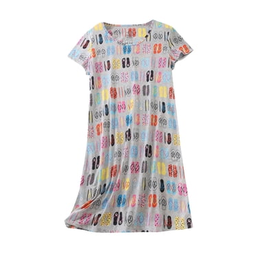 Lcziwo Chemise de Nuit Décontractée en Coton pour Femmes à Manches Courtes, Imprimé de Dessins Animés, Vêtement de Nuit Doux et Confortable, Tenue d'Intérieur d'Été, Gris, m