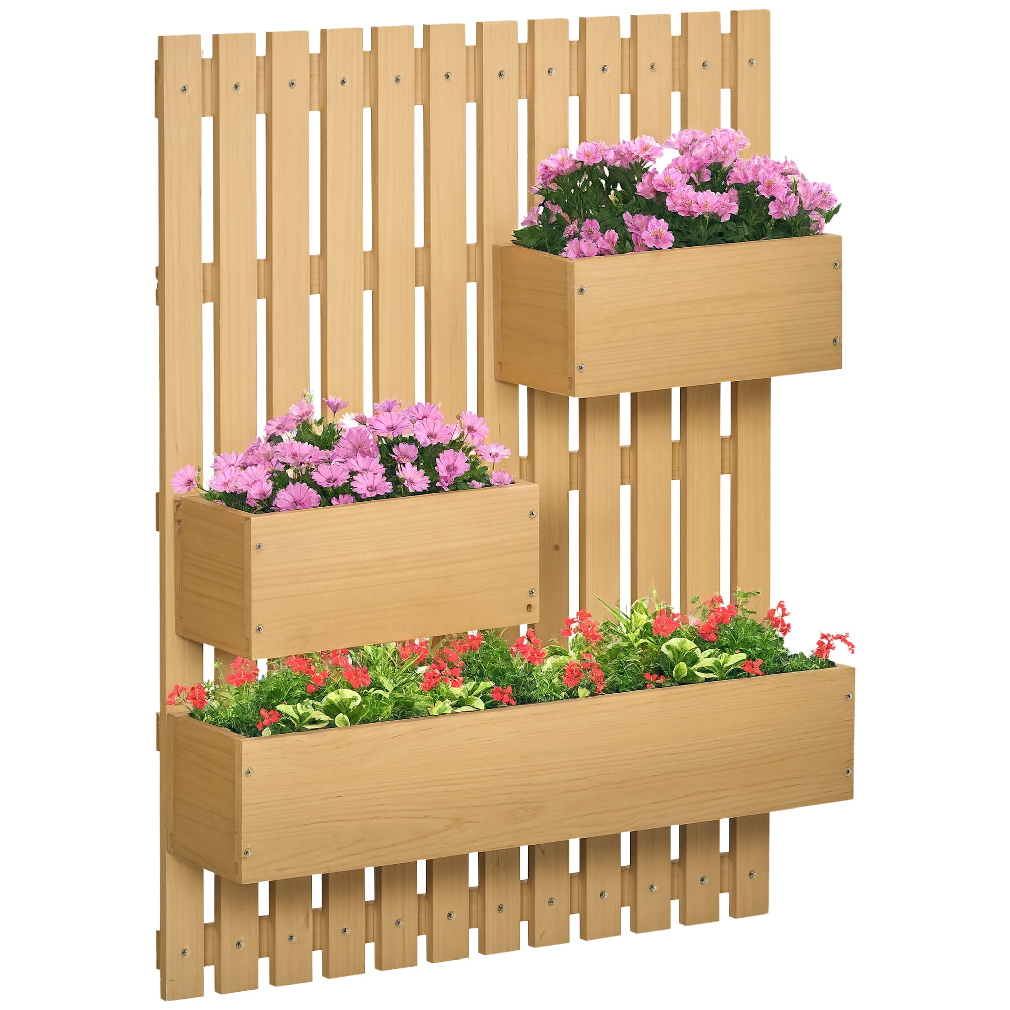 Outsunny Jardinière de Jardin Murale avec Treillis pour Patio, Véranda, Balcon