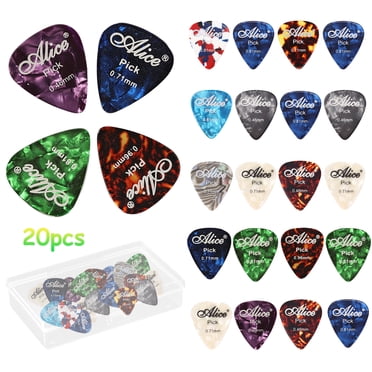 Guitar Picks, Durable Delrin Plastic Non-Slip Textured Grip, Celluloid Material Smooth Comfortable Feel For Multiple Applications (20PCS)