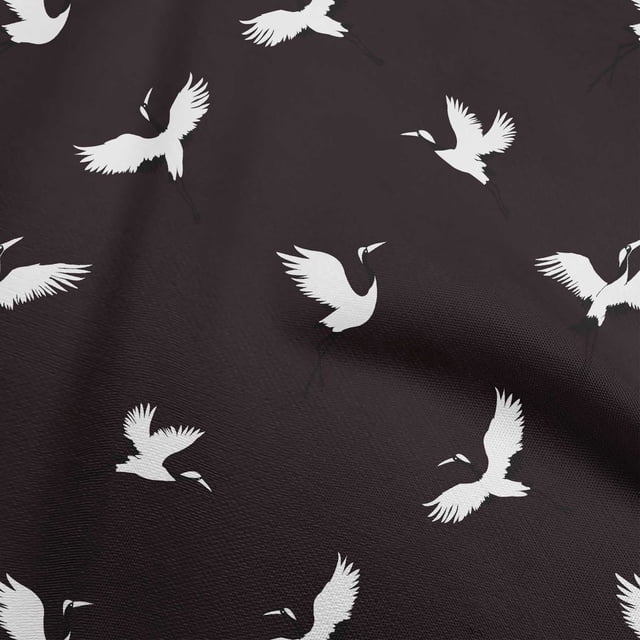 oneOone Cotton Poplin Chocolate Brown Fabric Bird Craft Projects Decor Fabric Printed By The Yard 56 Inch Wide
