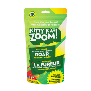 Kitty Ka Zoom Roar Catnip, Racine valériane & Mélange de bitume pour chats 49.6g (1.75oz) Pochette refermable