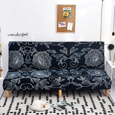 pitrice Stretch Sofa Slipcover Fitted Polyester Spandex Washable Armless Cover Stretch Slipcover Armless Futon Sofa Cover A