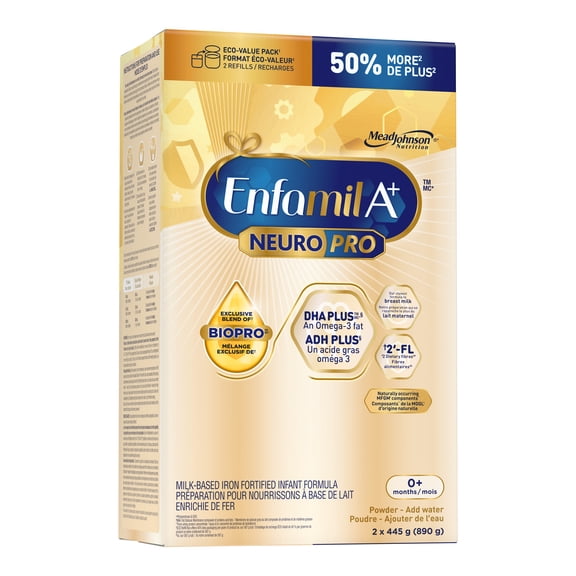 Enfamil A+ NeuroPro, Préparation pour Bébés, Préparation pour Nourrissons, 0 à 12 Mois, Recharge en Poudre 890g