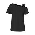 thumbnail image 4 of tarylea Going Out Tops For Women 1 Cold Shoulder Top Eyelet Short Sleeve Shirts Loose Fitted, 4 of 4