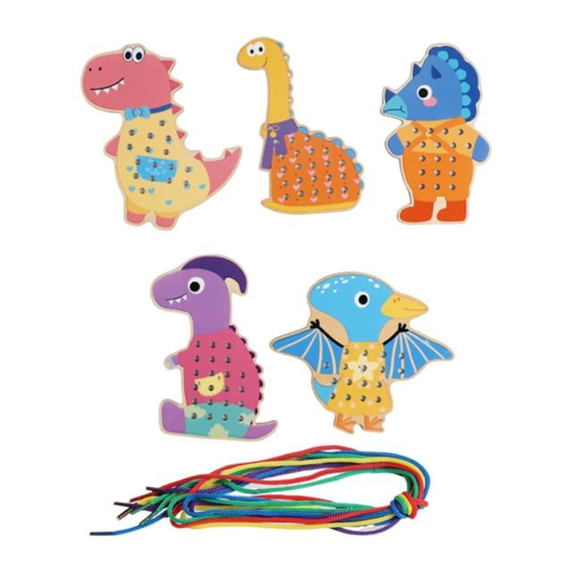 Siruishop Lacing Cards Gift for Boys Girls Wood Early Development Lacing Playing Games Style B