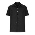 thumbnail image 4 of Timegard Womens Shirts Plus Size Cotton Linen Notched V-Neck Button down Short Sleeve Casual Loose Top, 4 of 6