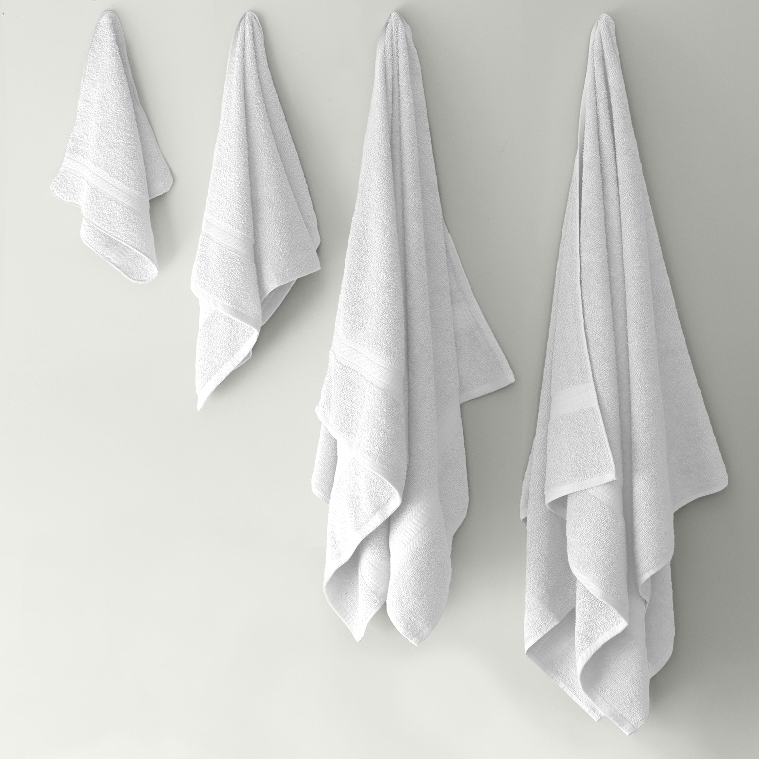 Serviette de bain unie Mainstays Basics, douce et résistante, 100 % coton, blanche