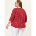 thumbnail image 4 of Agnes Orinda Blouse en Mousseline de Bureau à Volants pour Femme Grande Taille, Col Rond Noué au Cou, 3X Rouge Blanc, 4 of 5