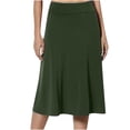 thumbnail image 1 of Clearance-Sale Skirts for Women Basic Slim Skirt Solid Color Softy Breathable Midi Skirt Elastic High Waist Swing Hem Ruched Lightweight Long Skirts for Women Weekly-Deals（Green,3XL）, 1 of 5