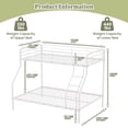 thumbnail image 3 of Costway Twin over Full Metal Bunk Bed with Inclined Ladder Safety Guardrail, Slat Support White, 3 of 9