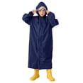 thumbnail image 1 of Rain Coats Kids Children's Extended Coverage Raincoat for Backpack Protection Hooded Students Solid Rain Jacket Combinaison Pluie Enfant Navy 12 Years-14 Years, 1 of 3