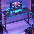 thumbnail image 2 of Bestier 42" Gaming Desk PC Computer Table with LED Lights & Monitor Stand & Hook & Cup Holder in Blue, 2 of 7