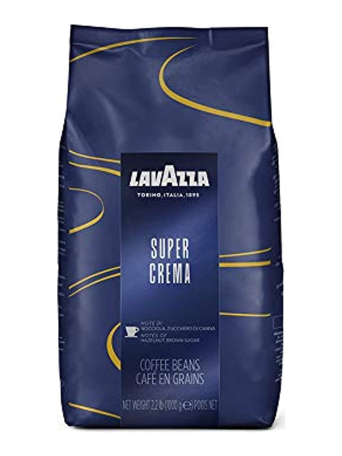 Lavazza Super Crema Whole Bean Coffee Blend, 2.2 Pound (Pack of 6) , Value Pack, Mild and creamy medium espresso roast with notes of hazelnut and brown sugar