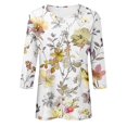 thumbnail image 4 of Pisexur Womens Hauts Mode Imprimé Floral T-Shirts Décontractés Col Rond Manches 3/4 Tee Tops Tendance Blouses Été Automne, 4 of 4