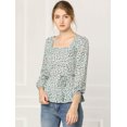 thumbnail image 2 of INSPIRE CHIC Blouse à Manches Longues à Encolure Carrée Florale pour Femmes Vert Menthe G, 2 of 6