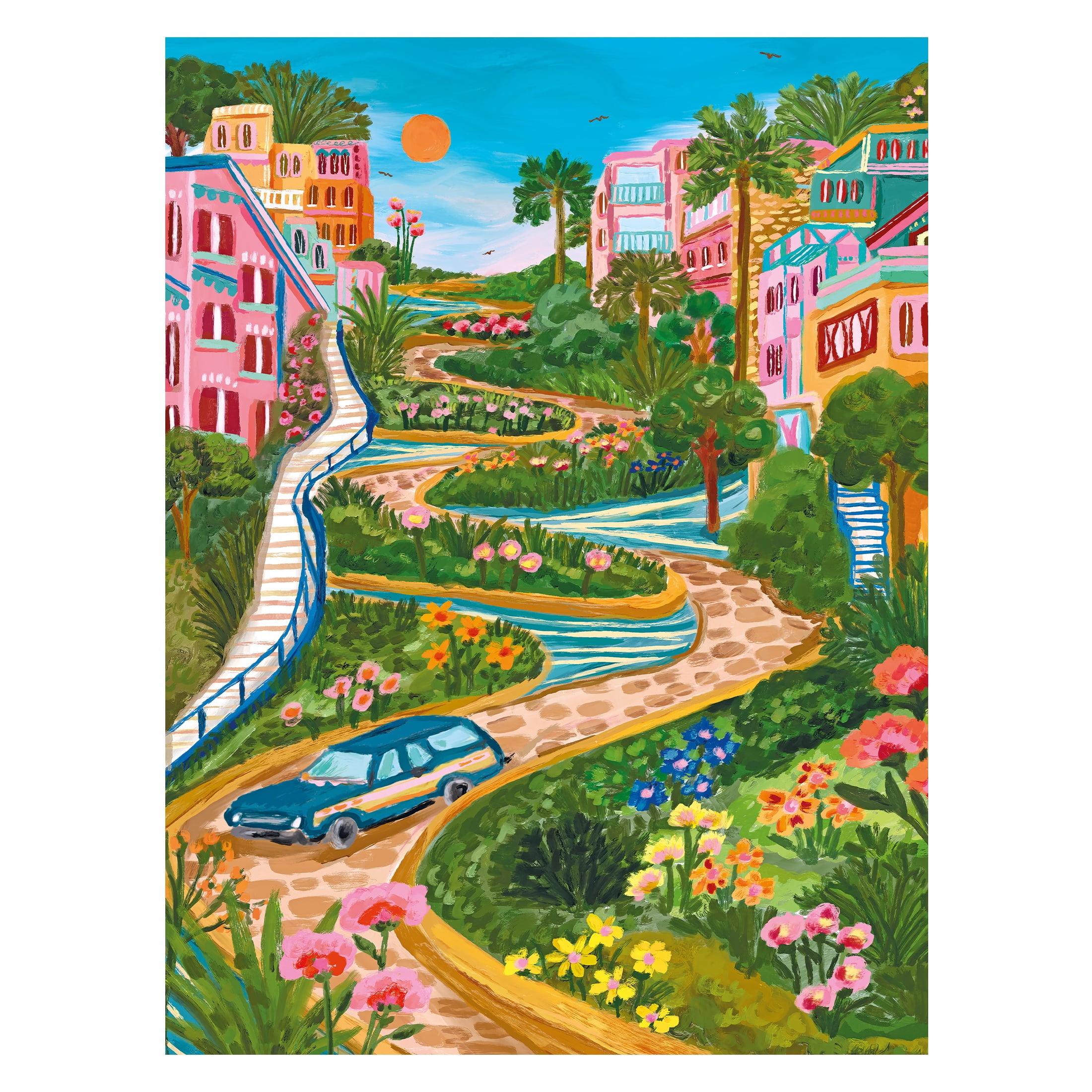 RoseArt - Modern Illustrations 300-Piece - Lombard Street San Francisco - Adult Interlocking Puzzle