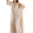 thumbnail image 1 of MeetoTime Pyjama pour Femmes Robe Aguichant Robe en Satin Dentelle Patchwork Nuisette à Manches Longues Camisole Ensemble de Chemise de Nuit, 1 of 6