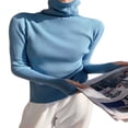 thumbnail image 1 of MesaSe Femmes Tricot Côtelé Tops Manches Longues Col Roulé Couleur Unie Slim Fit Pull, 1 of 4