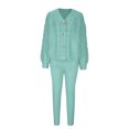 thumbnail image 4 of Besolor Womens 2 Piece Outfits Knit Sweater Sets Oversized Button down Cardigan and Slim Long Pants Matching Lounge Set, 4 of 7