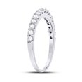 thumbnail image 3 of 14kt White Gold Womens Round Pave-set Diamond Single Row Wedding Band 1/2 Cttw, 3 of 4