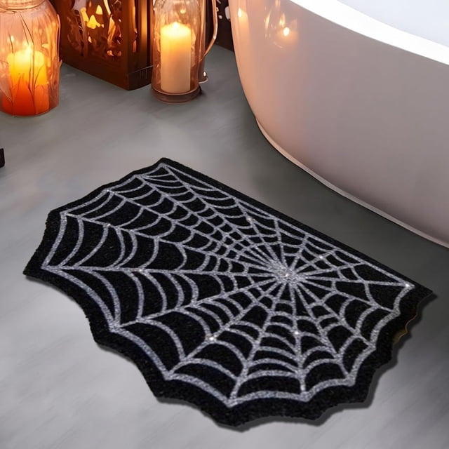 Todaioua Halloween Doormat, Spider Web Spooky Gothic Cute Fun Halloween Floor Mat, Non Slip Washable Welcome Door Mat,Fall Thanksgiving Rugs for Indoor Outdoor Entrance Home Bathroom Living Room Decor