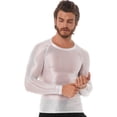 thumbnail image 4 of Jhaoyu Men's Glossy Long Sleeve Compression Shirts Athletic Workout Sports Rash Guard Undershirt White L, 4 of 6