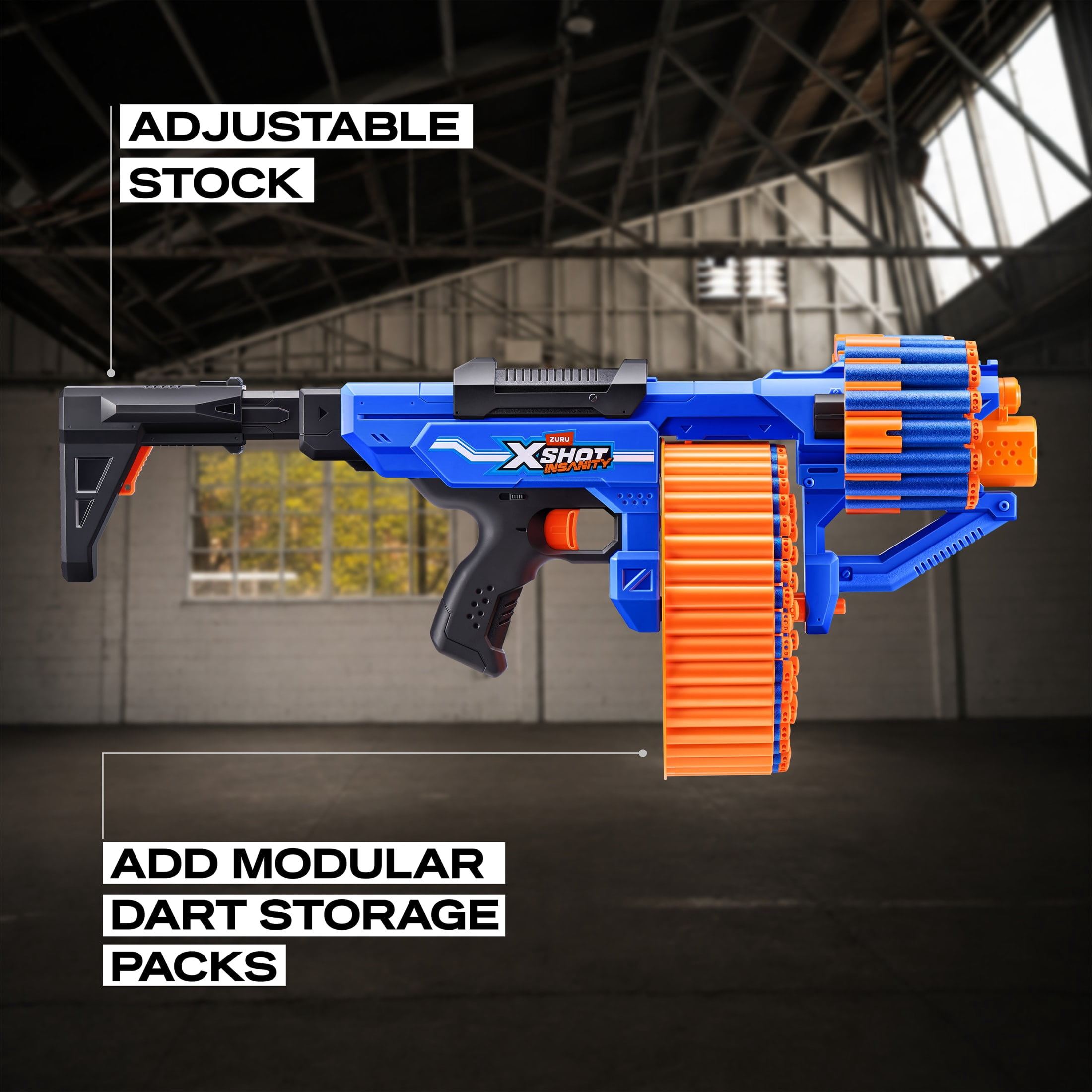 XSHOT Insanity Blitz Hammer by ZURU Outdoor Blaster with 48 Air Pocket Darts for Ages 8+