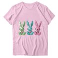 thumbnail image 4 of Pisexur Hauts de Printemps pour Femmes 2025, Hauts d'Entraînement Femmes, Hauts d'Entraînement Femmes T-Shirt Imprimé Manches Courtes Col Rond Chandail à la Mode Rose,G, 4 of 5